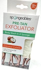 ( 1 ) Spongeables Pre-Tan Exfoliator Body Wash Sponge Coconut Colada & Olive Oil