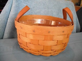 Longaberger Round 2 Leather Handles Basket & Protector