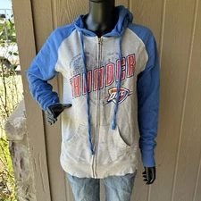 OKC Hoodie Womens Hoodie Size Large NBA Oklahoma Thunder Long Sleeve Blue Gray