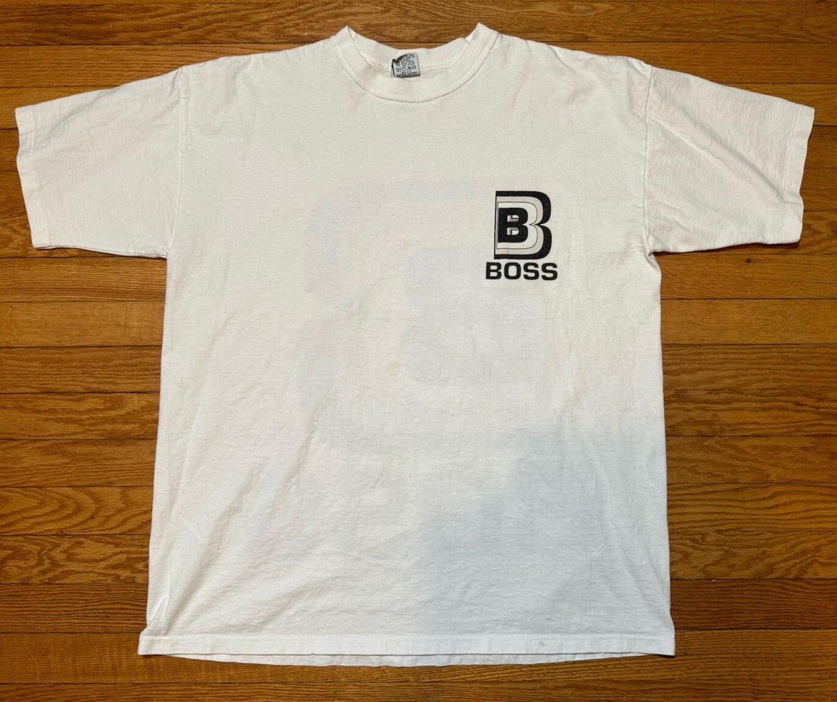 Vtg 90s BOSS Hugo Boss Large Print Single Stitch T-Shirt Size XL