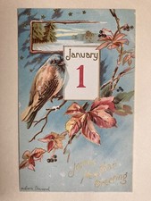 Gorgeous New Year Postcard With Bird and Leaves - International Art Postcard