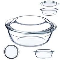 Kadax Auflaufform Aus HitzebestäNdigem Glas, Feuerfestes Gefäß, Rund, 2.2L