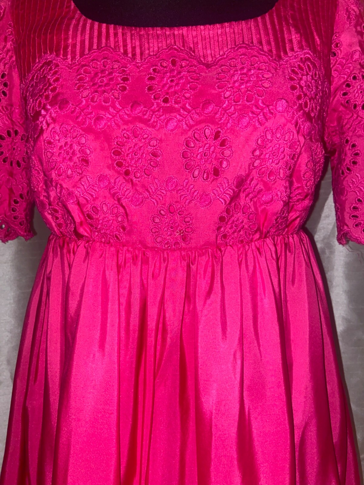 Betsey Johnson vintage hot pink babydoll dress eyelet… Gem