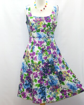 PER UNA M&S Super Linen Black Plum Purple Green White Floral Dress 12 L  BNWT | eBay UK