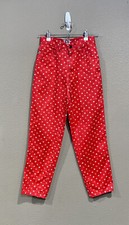 Womens Moschino Jeans Vintage Red Floral Peace Sign Pants Y2K Printed Size 26