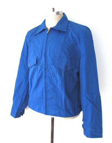 NOS Vtg 60s 70s UNWORN Red Kap Blue Mechanics Jacket TALON Zip Button Pockets 38 - Picture 2 of 8
