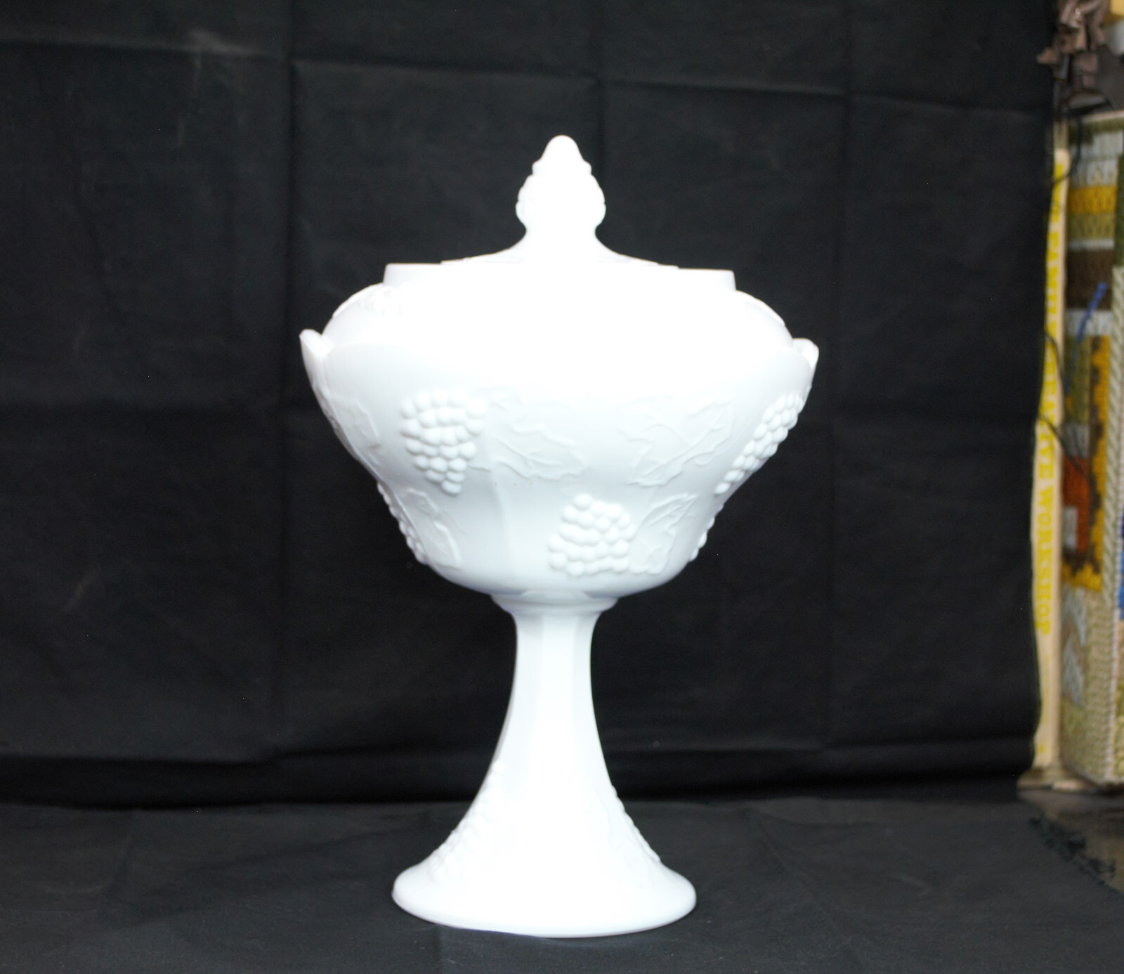 Indiana Milk Glass Colony Harvest Pedestal Candy Dish with Lid Compote