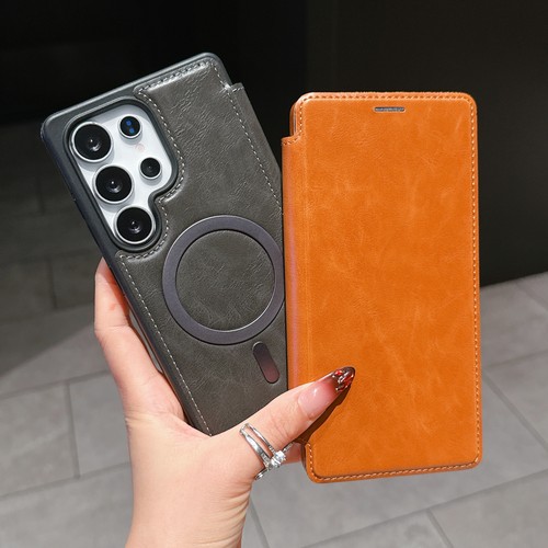 Für Samsung S22 S23 S24+ S25 Ultra Magnet Leder Kartenfach Flip Wallet Case