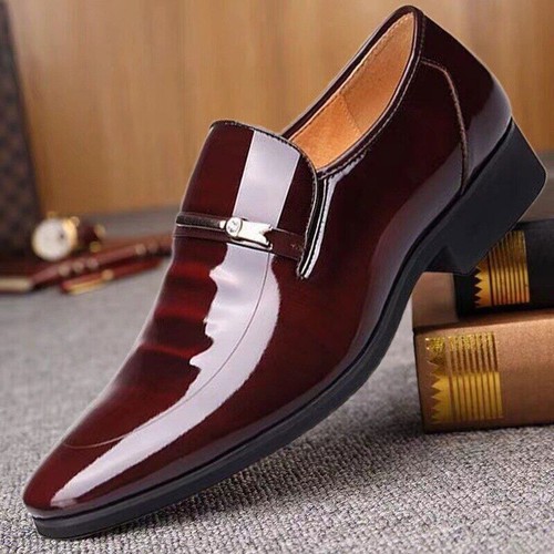 Hombres Informales Zapatos de Negocios Charol Sin Cordones Pisos Mocasines Calzado Hombre - Imagen 5 de 10
