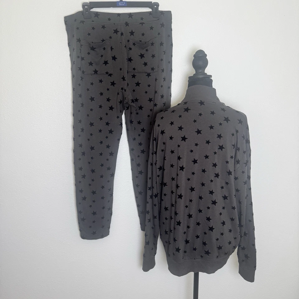 Lou & Grey Signaturesoft Star Cremallera Sudadera Joggers Set Gris Negro Estrellas L Foto 3 de 4