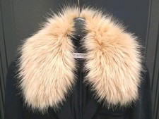 Faux Fur Collar Soft Neck Warmer Solid Beige Detachable 5 2 Loops Satin Lined OS