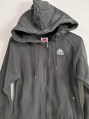 328 Kappa Men's L Black Full Zip Hooded Fleece Hoodie Cotton Blend Logo Pockets