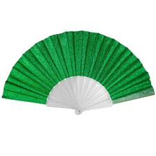 Glitter Green Small Hand Fan Clear Handle Fan Glitter Rave Boots on Ground Fan