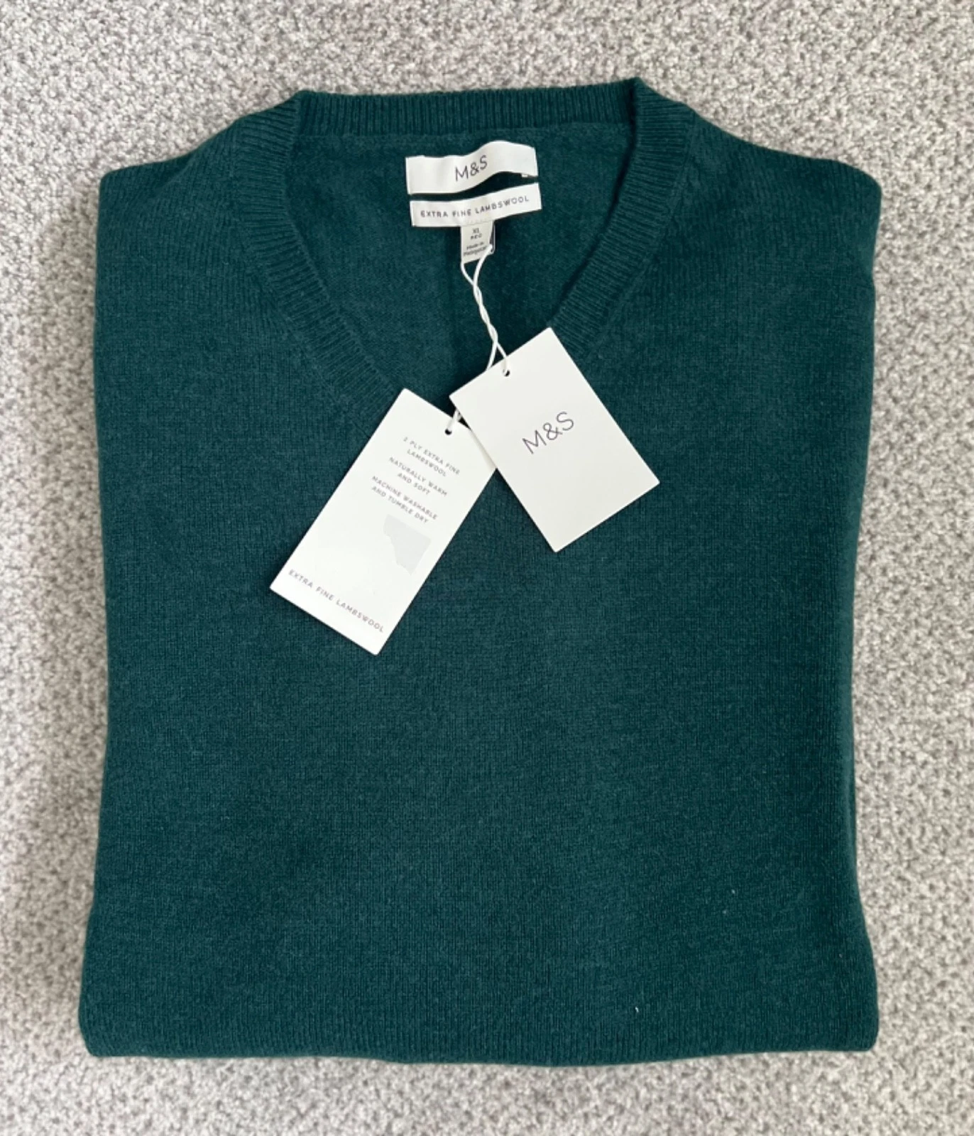 NEW M&S Mens Evergreen Extra Fine Lambswool V-Neck Jumper Sizes L/XL/3XL