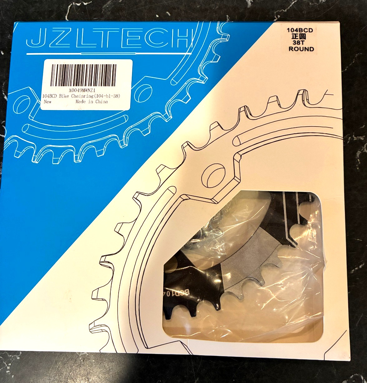 JZLTECH Catena Bici 104BCD 38T Ruota Catena 104-BL-38