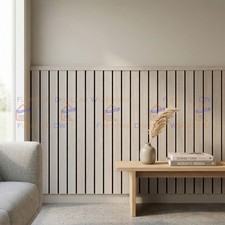 196cm x 101cm Slat Light Oak Wainscoting Kit Modern Half Wall Panel + Rails Set