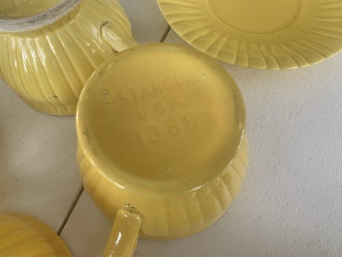 Stangl Pottery 4Yellow Coffee/Tea Cup & Saucer Colonial Charm Vtg 30's USA Made - Picture 14 of 16