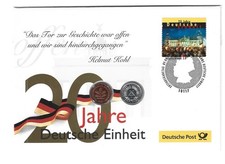 Numismatic Cover 20 Years German Unity 1 Pfg. East + West 2010 # 2