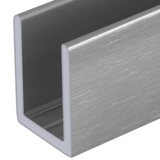 Brushed Anodized 3/8" Fixed Panel Shower Door Deep U-Channel - 18" Stock Length
