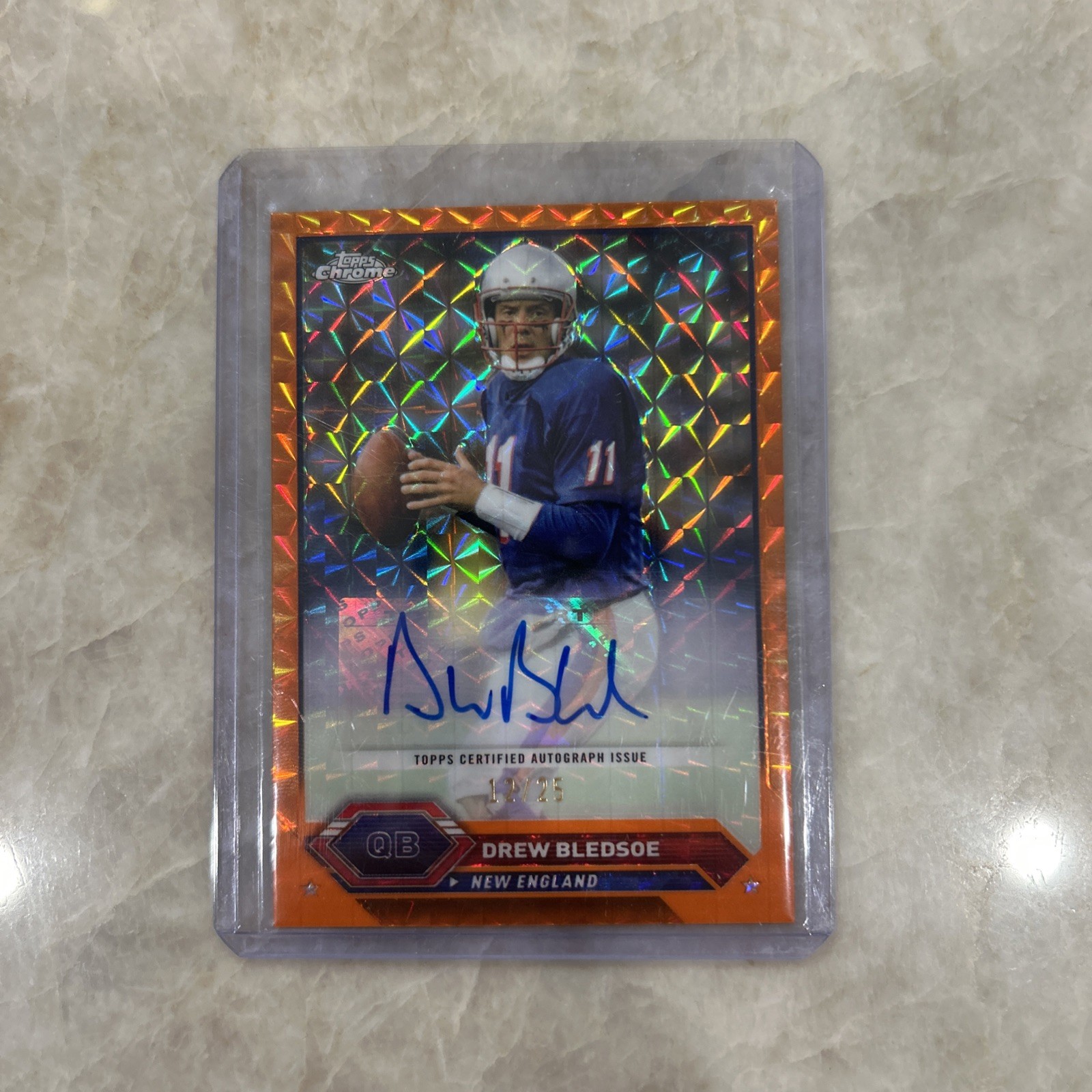 2023 Topps Composite Chrome DREW BLEDSOE Geometric Orange Auto /25 #TCA-DB