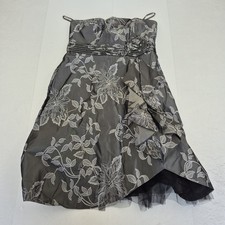 Debut Dress 14 Grey Womens Nylon Blend Strapless Knee Length