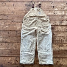Carhartt R02 Bib Overalls Mens 46x30 Brown Double Knee Red Lined USA 90s Vintage