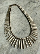 Vintage Sterling Silver 925 Chunky Tribal Choker Fringe Chain Necklace 103g