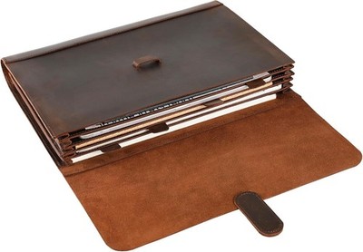 Genuine Leather File Folder, Accordian File Organizer, Leather Document Holder 