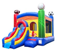 Inflatable Bounce House Commercial with Slide Kids Sports Jumping Castle Blower