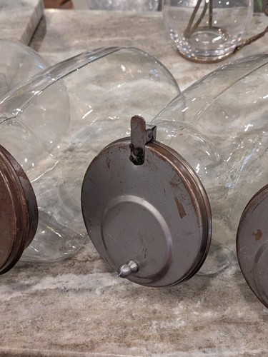 4 Antique Hand Blown Glass Display Domes with Victorian Type Cloches