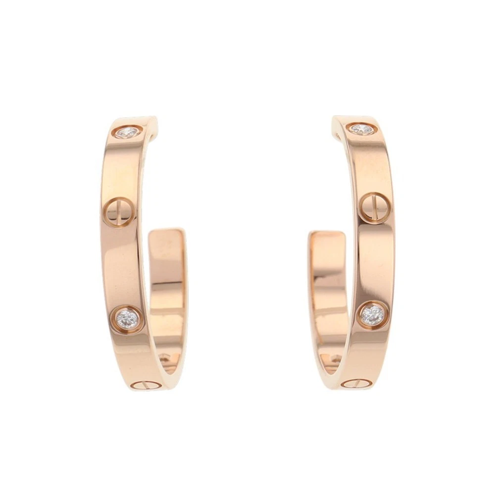 Cartier — CARTIER Love Hoop Earrings Size Medium 18K Pink Gold B8301433