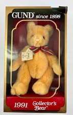 Gund Teddy Bear 1991 Collectors Plush RedW/Gold Ribbon 1991 - Free Shipping SH