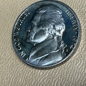 1974-S Proof Jefferson Nickel Toned Blue Purple KM#A192