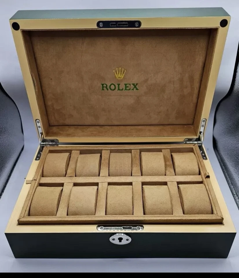 ROLEX 木製ボックス ROLEX BOX wooden 100% authentic watch GREEN big crown | eBay