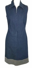 Y2K Bay Denim Zip Dress 14 Sleeveless Pinafore