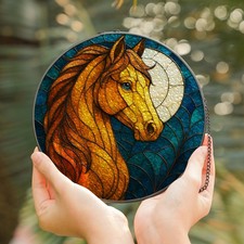 Horse Stained Glass Style Suncatcher Round Hanging Window Decor Sun Catcher Art