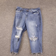 Judy Blue Capri Fit 20W 38x21 High Rise Stretch Raw Hem Distressed Ripped