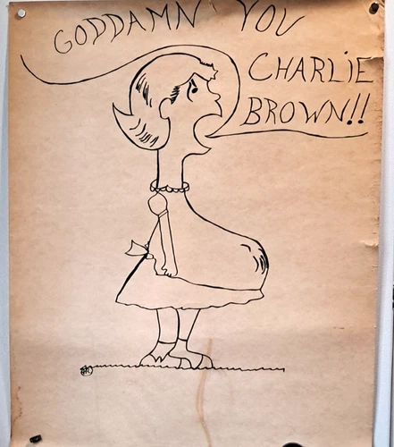 Peanuts Character Lucy Poster " God Damn You Charlie Brown ".