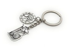Movimento Ingranaggi Orologio Portachiavi In Metallo Argento