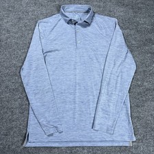 Johnnie-O Featherweight Polo Shirt Mens Medium Blue Long Sleeve Golf Performance