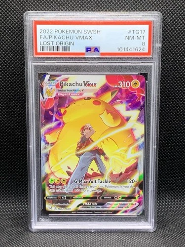 Pokémon Pikachu VMAX TG17/TG30 Lost Origin Full Art Holo Ultra Rare PSA 8