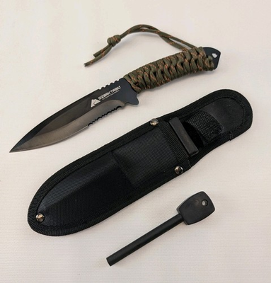 #ad Ozark Trail Stainless Steel Paracord Knife with Fire Starter Model 5032 Black $16.19