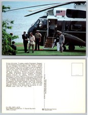 1981 Ronald Reagan & Pierre Trudeau Ottawa Summit Postcard Marine One
