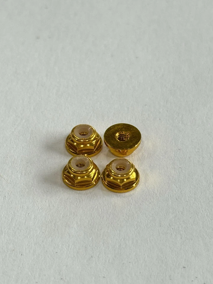Losi Micro-B Micro-T Mini-Z Wheel Lock Nuts Aluminum 2mm Wheel Nuts Gold (4) - Image 2 of 4