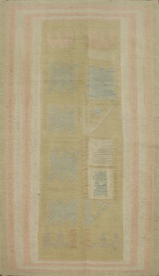 Gold Kilim Handwoven Accent Rug 3x5 Vegetable Dye Wool Geometric Oriental Carpet