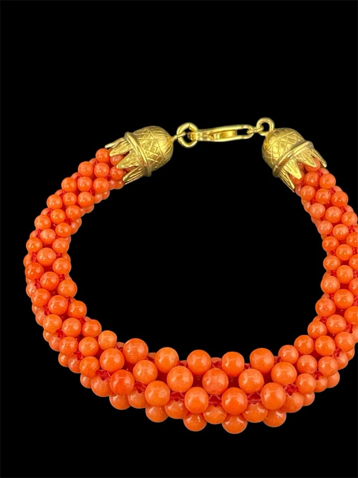 Bracciale Tessito A Mano In Corallo Naturale - Immagine 2 di 4