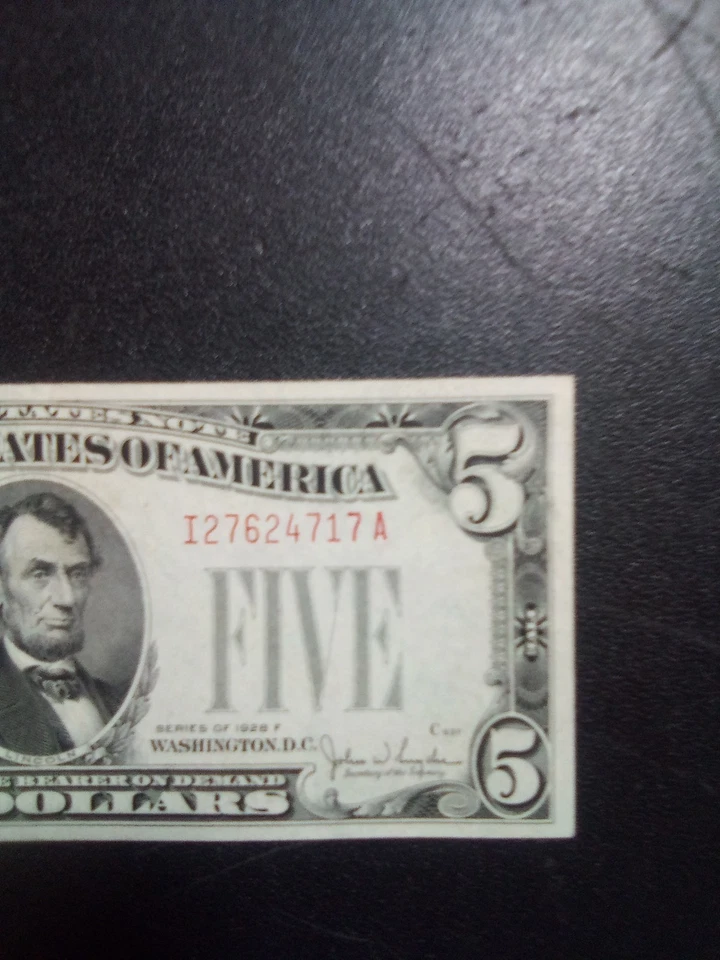 1928-F $5 USN Note Is Uncirculated A Very Nice Red Seal Note - Image 2 of 4