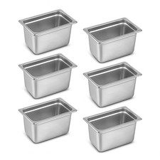 Aplancee 1/4 Hotel Pans 6 Inch Deep Stainless Steel Food Pan - Anti-Jam 6 Pac...