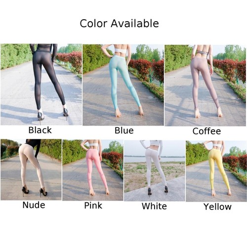 Women's Silky See Through Skinny Leggings High Elasticity 6 Hot Colors - Picture 5 of 39