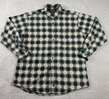 Woolrich Flannel Shirt Mens Large Aztec Shadow Plaid Button Down Hiking Outdoors